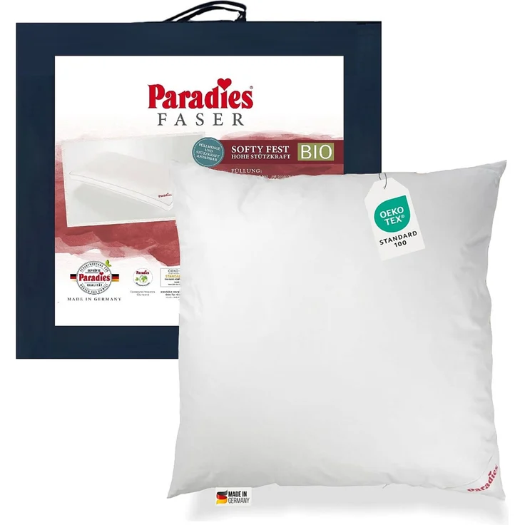 Paradies Kopfkissen Softy Bio fest 80x80 hohes Bauschvolumen Außensteg – Bild 1