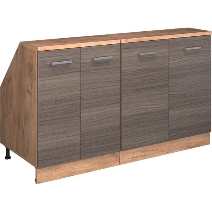 Küchenschrank für Dachschrägen R-Line Edelgrau 140 cm 2er Set Schrankkorpuss 60 cm Tiefe Vicco – Bild 1
