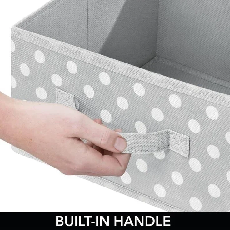 2er-Set Aufbewahrungsboxen gepunktet mDesign Stoffbox aus Kunstfaser grau/weiß – Bild 6
