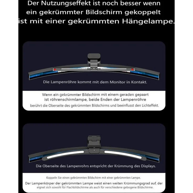 Insma LED Schreibtischlampe RGB gebogene Monitorleiste 10W Doppel‑Lichtquelle Monitor Lampe 66cm, blendfreie asymmetrische USB LED Bildschirmlampe mit Fernbedienung – Bild 4