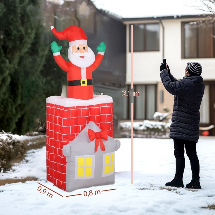 Outsunny Aufblasbare Weihnachtsdeko, Polyester, Mehrfarbig, 80L x 90B x 210H cm – Bild 3