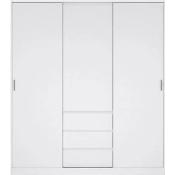 Dmora - Kleiderschrank 3 Türen Delphine, Schlafzimmermöbel, Schrank, Garderobe, 177x60 h200 cm, Weiß – Bild 8