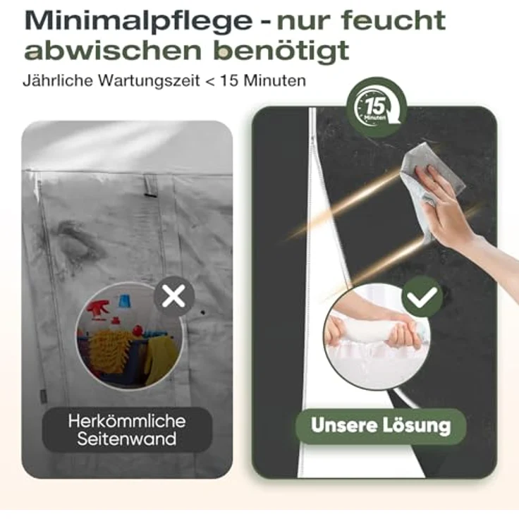 Sekey 2PCS Seitenwände für Pavillon 3x3 Wasserdicht Winterfest, Seitenwände für Pavillon Partyzelt Gartenzelt 3x3 m, 1 Fenster 1 Tür, Grau (Schwarz, 2 Türen) – Bild 6