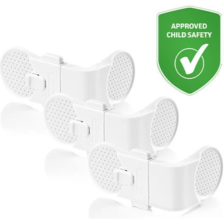 reer Vorteilspack Schrank- und Schubladensicherung, 3er Set, Klemmschutz, Kinder Sicherung, Weiß, 71080 – Bild 1