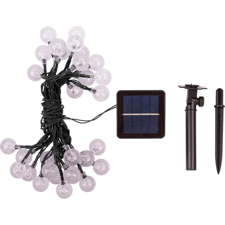 näve LED-Lichterkette Becul, 50-flammig, Solar, 50 Leuchtkugeln, 8 Leuchtmodi per Fernbedienung inkl, Timer – Bild 3