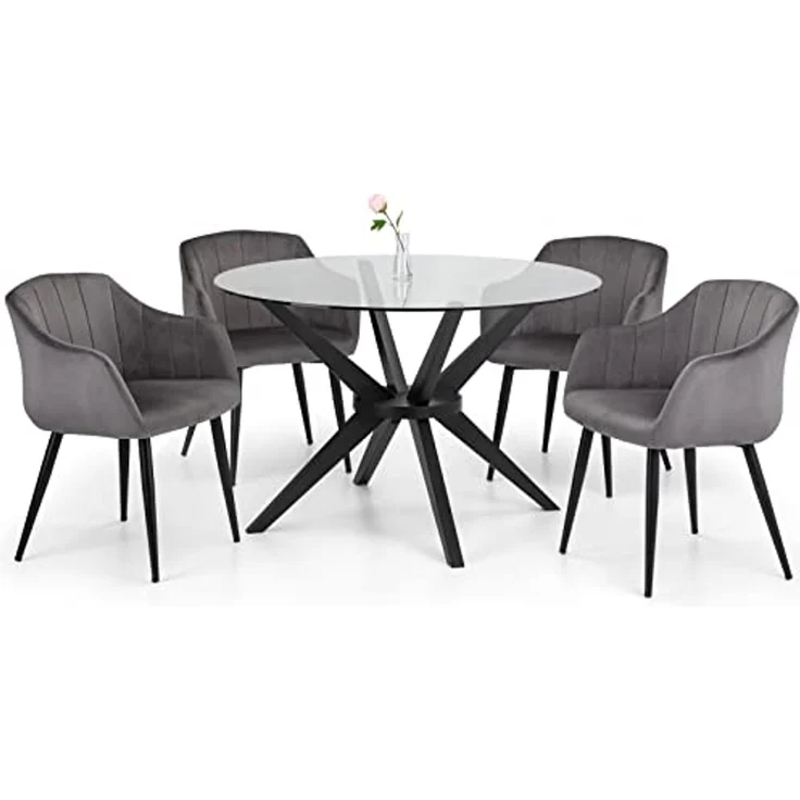 Julian Bowen Hobart Esszimmerstühle mit Wellenrand, Grau, 2er-Set – Bild 5