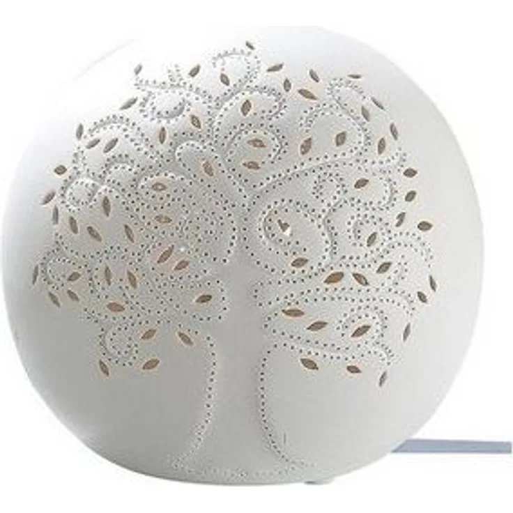 GILDE Tischleuchte GILDE Lampe Lebensbaum - weiß - H. 16cm x B. 16cm
