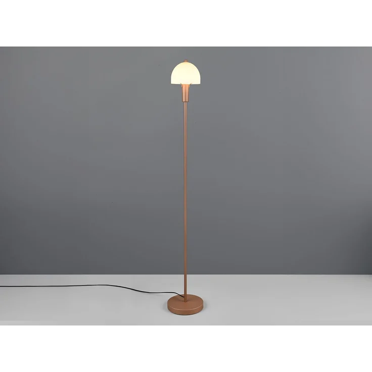 Kleine Stehlampe GLENN Coffee mit Metallfuß und Lampenschirm Glas, Höhe 120cm – Bild 1
