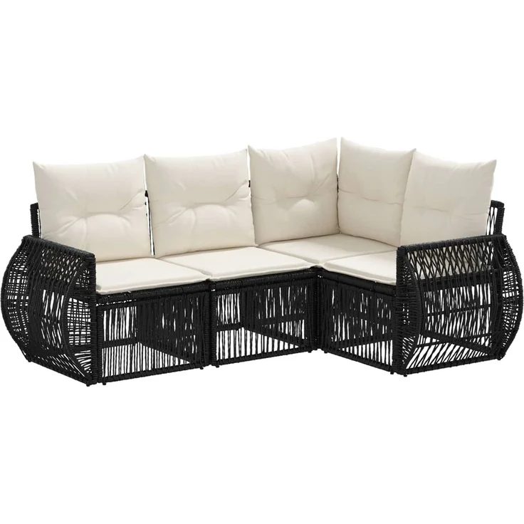 vidaXL Gartensofa-set 4 stk. 4-Sitzer Schwarz und Cremeweiß 3435409 – Bild 2