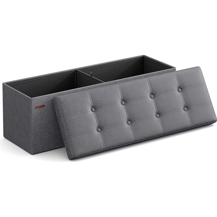 Songmics LSF070G01 Sitztruhe, Sitzbank, Holzwerkstoff, Dunkelgrau, 110 x 38 x 38 cm