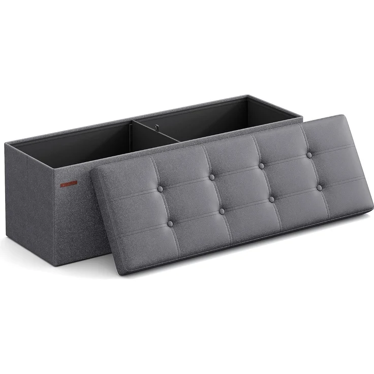 Songmics LSF070G01 Sitztruhe, Sitzbank, Holzwerkstoff, Dunkelgrau, 110 x 38 x 38 cm
