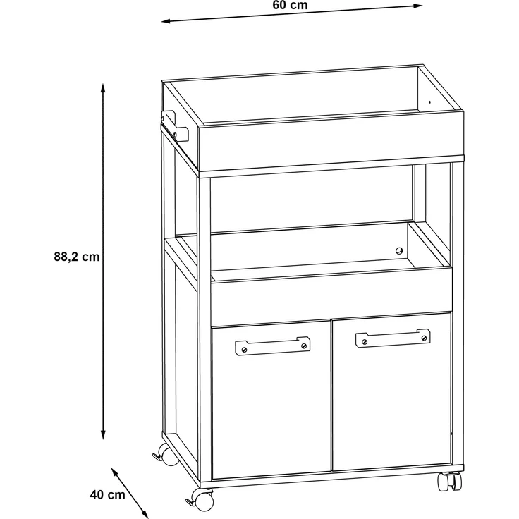 Servierwagen >Home Bar< auf Rollen, in Old-Wood Vintage Dekor / Betonoptik - 60x88,5x40cm (B/H/T) – Bild 4
