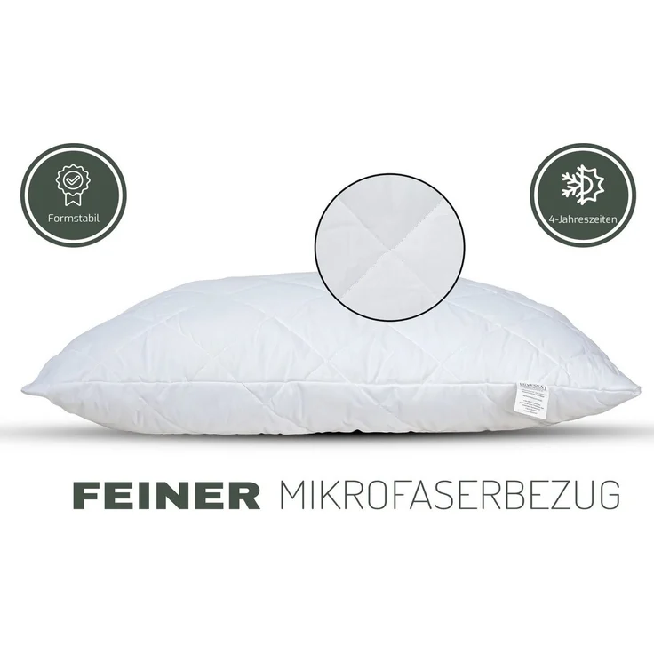 livessa Kopfkissen Microfaserkissen - Kissen - Schlafkissen - Seitenschläferkissen, Füllung: Hohlfaser, Bezug: Mikrofaser, Seitenschläfer, Rückenschläfe, OEKO-TEX, Kapitone-Steppung & formstabile Hohlfaserfüllung – Bild 2