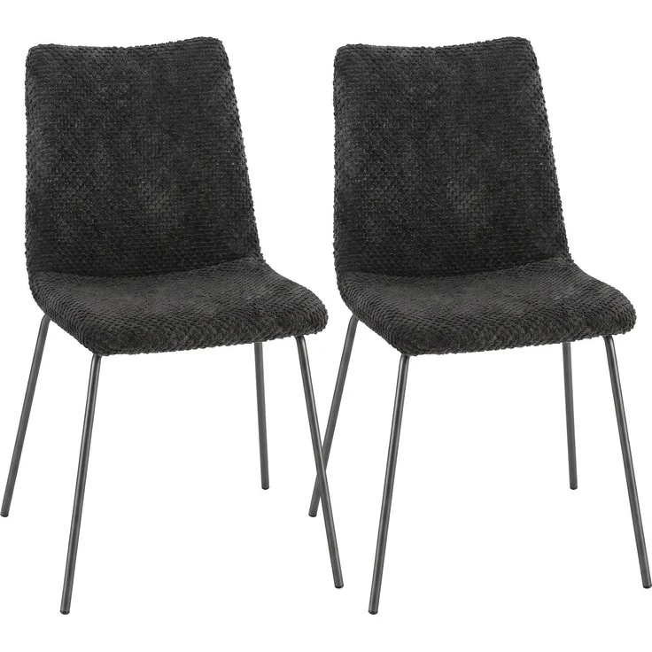 MELAYR, Esszimmerstühle 2er-Set, Küchenstühle mit Samtbezug und Metallbeinen, Dunkelgrau, 57 x 45 x 89 cm – Bild 1