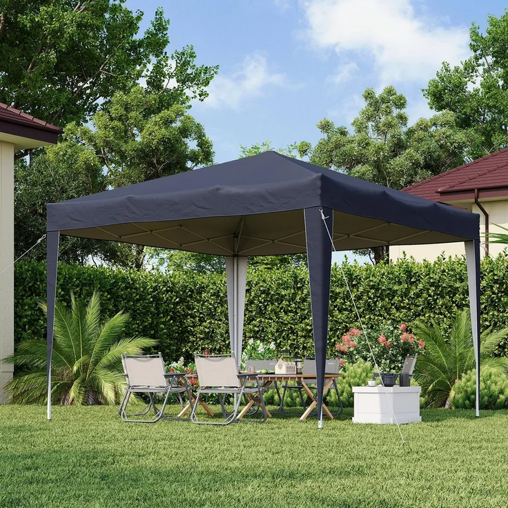 Aoxun Pop Up Pavillon 3x3 Wasserdicht, Metallrahmen-Schutzzelt, Höhe Verstellbar, 3mx3m Faltpavillon mit Tragetasche für Camping Party, Blau – Bild 8