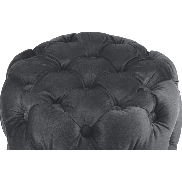 CLP Sitzhocker Drancy Samt mit Zierknöpfen,dunkelgrau M – Bild 5