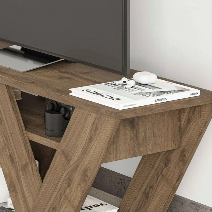 Decortie TV-Schrank Pipralla Moderner TV-Ständer Multimedia Mit Einlegeböden, 110 x 30 x 40 cm – Bild 2