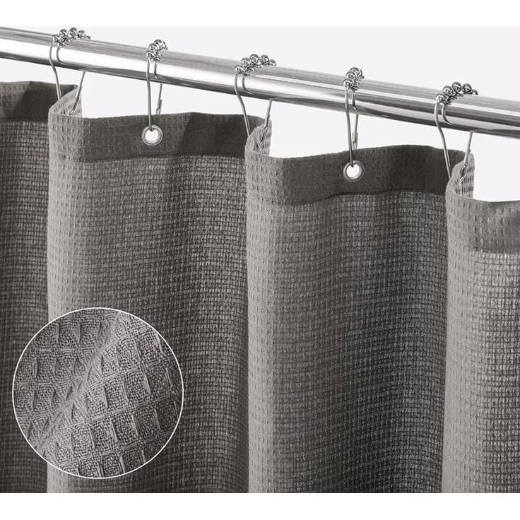 mDesign Luxus Duschvorhang Badewannenvorhang Waffelmuster Textil Grau – Bild 3