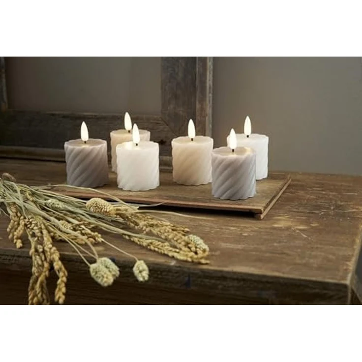 LED Blockkerzen Swirl aus Wachs 2er-Set mit Batterie und Timer, 75cm – Bild 5
