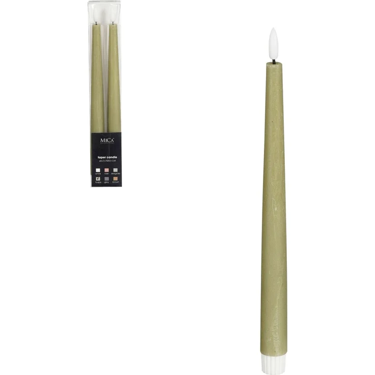 Mica Decorations LED Spitzkerze taupe Ø 2 x 29 cm warmweiß - 2 Stk.