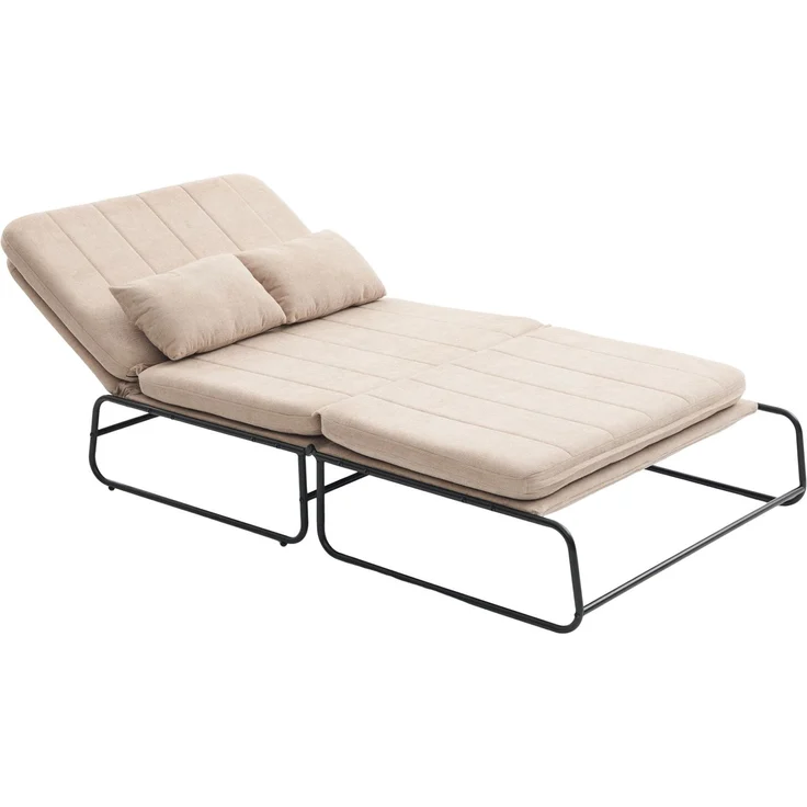 Klappsofa aus Chenille mit Seitentaschen, 104x85x92 cm, Khaki – Bild 6