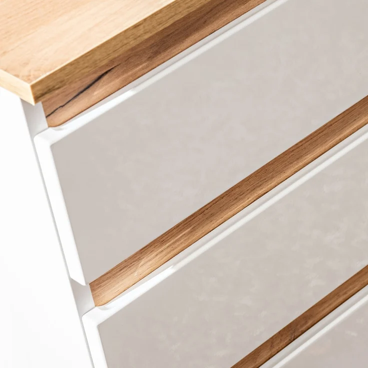 Waschtischunterschrank CAMPOS-56, Hochglanz weiß mit Wotaneiche, B/H/T: ca. 94/63,5/50 cm – Bild 6