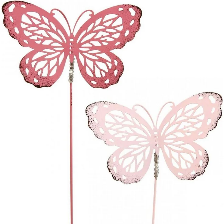 Florists Products Gartenstecker Gartenstecker Schmetterling Metall Rosa Dekoration Blumen, 6 Stück – Bild 1