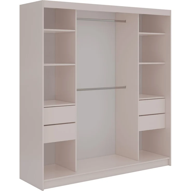 Schiebetürenschrank GRECJA 200 cm breite mit Spiegelfront und Dekor-Applikationen in Kaschmir, inkl. Kleiderstange & Einlegeböden mit Schubladen - Kaschmir – Bild 4