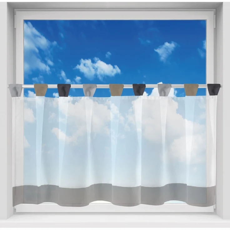 Bistrogardine mit Schlaufen ca. 150x45 cm Auswahl: grau - schwarz – Bild 2
