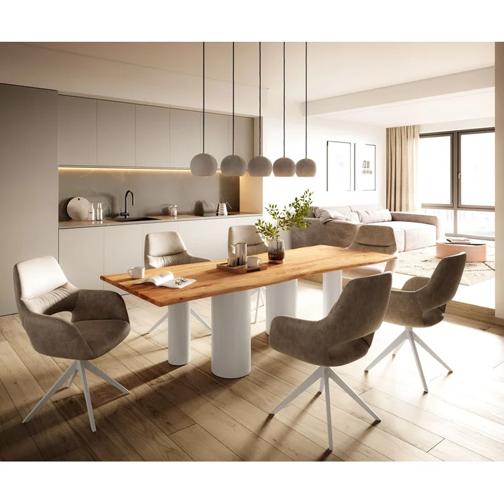 Esstisch Edge 260x100 Akazie Natur Pilier Metall Weiß Live-Edge – Bild 5