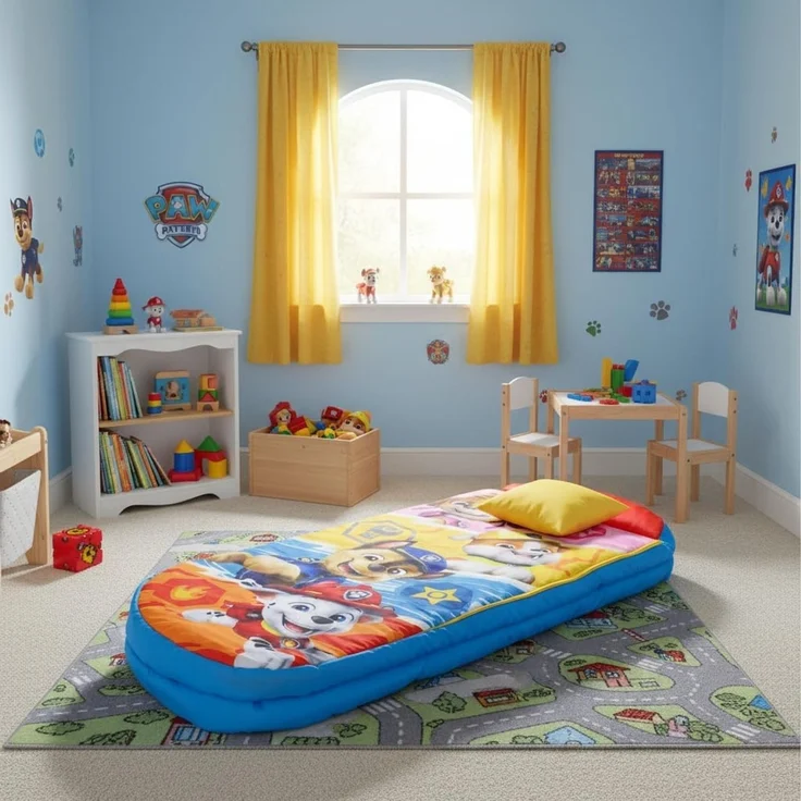 PAW PATROL Character World ReadyBed Kids aufblasbares Luftbett und Schlafsack mit Pumpe | Skye, Marshall, Rubble und Chase Design | Reisematratze für Übernachtungen und Camping oder Zuhause – Bild 5