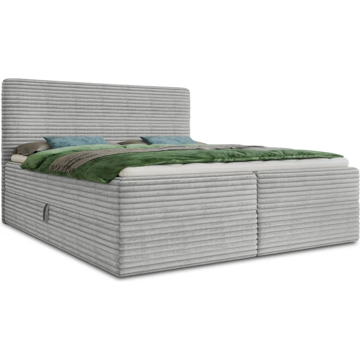 Boxspringbett Mollo mit 2 Bettkästen, Doppelbett mit Bonell-Matratze und Topper, Polsterbett in weichem Cordstoff, Bett, Bettgestell für Schlafzimmer (Grau (Tilia 86), 180 x 200 cm) – Bild 2