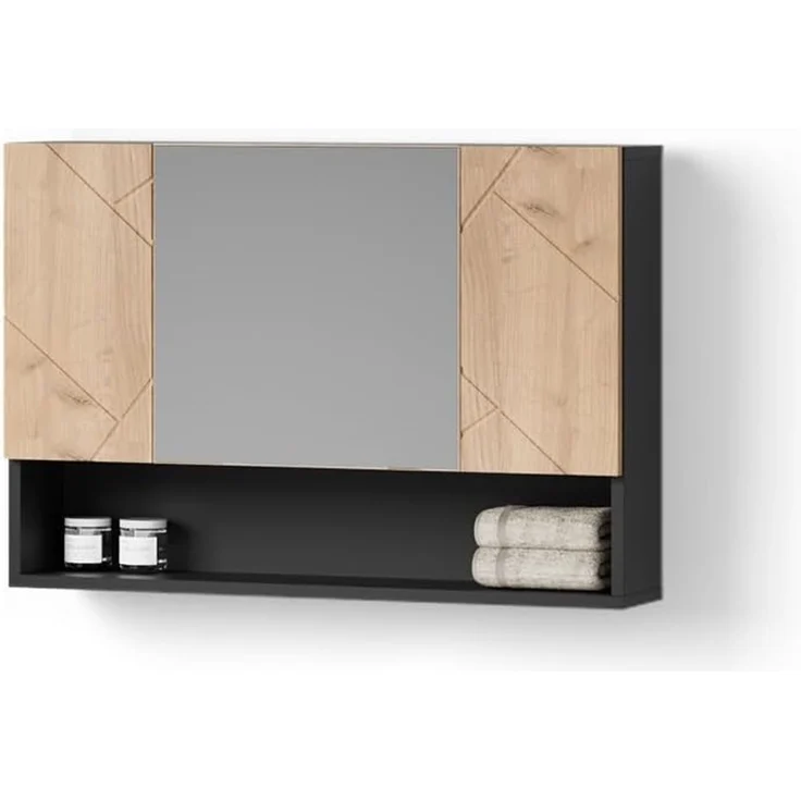 Livinity® Badezimmerspiegelschrank Ronco, Goldkraft Eiche/Anthrazit, 80.1 x 55 cm (1-St) – Bild 1