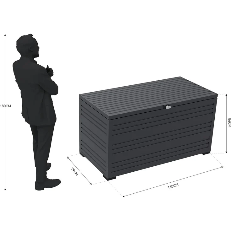 Weide Gartenbox | 100% Aluminium | Aufbewahrungsbox 1050 L | Outdoor Box mit Deckel | 160 x 86 x 79 cm – Bild 3