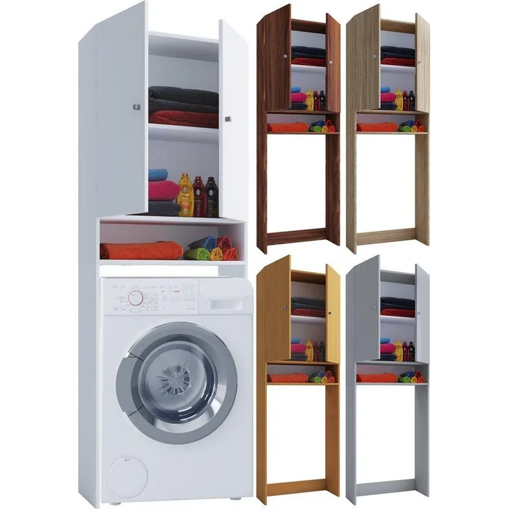 VCM Badmöbel Waschmaschinenschrank Lona 913842 Buche B. 64 x H. 182 x T. 27 cm