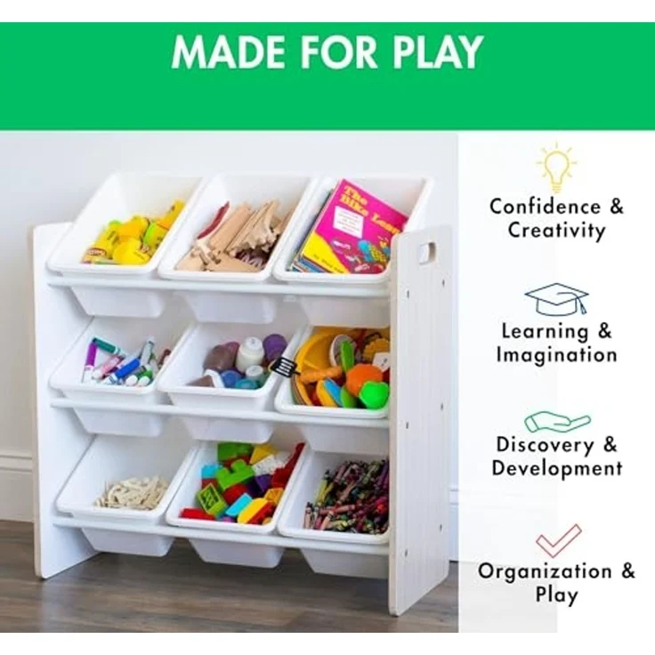 Humble Crew stilvolles Kinderregal in Abgeschliffen/Weiß! 9 Kisten für Spielzeug, ideal für Kinderzimmer. Ordnung mit schickem Design schaffen – Bild 5