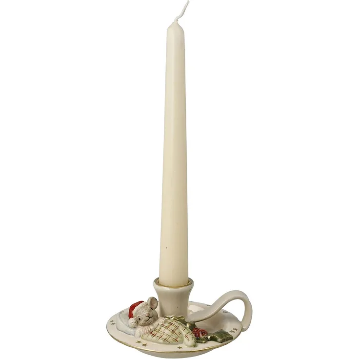 Goebel Kerzenhalter Maus, Weihnachten, Deko, Kerzenständer, Steingut, Bordeaux, 66703731