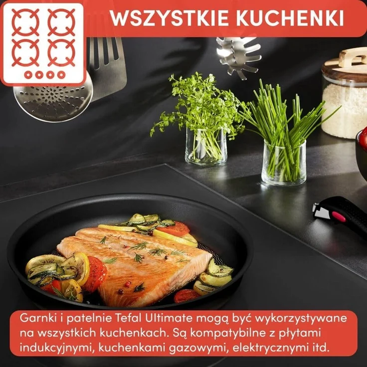 Tefal Topf-Set Ingenio Ultimate, Topf und Pfannenset abnehmbarer Griff, stapelbar, Aluminium (Set, 10-tlg, Kasserolle 16/20cm, Schmorpfanne 24cm, Pfanne 24/28cm, Deckel, Griffe), platzsparend, Pfannenset Induktion mit Antihaftversiegelung, L76491 – Bild 5