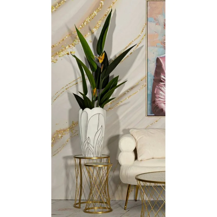 Dmora Vase Tramigna, Dekorationszubehör, Dekoratives Artikel, Einrichtungszubehör, 29x29 h48 cm, Weiß – Bild 2