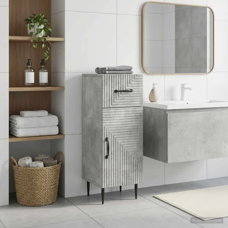 vidaXL Badezimmer Aufbewahrungsschrank HAARLEM Betongrau 896828 – Bild 1