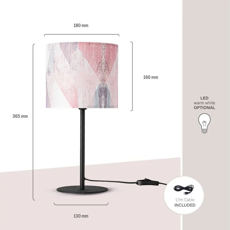 Paco Home Tischleuchte Mero 102, ohne Leuchtmittel, Nacht Schreib âˆ…18cm Pastell Vintage Höhe 36,5 E14 – Bild 5