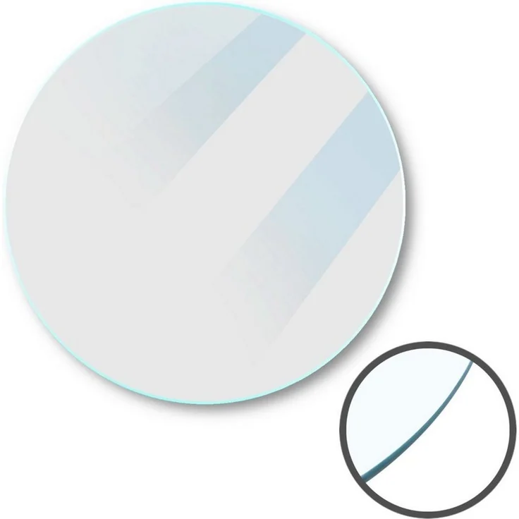 HOOZ Tischplatte aus Glas Ø 90 x 0,6 cm oder als Funkenschutzplatte für den Kamin (Klarglas, 1 St, ESG-Sicherheitsglas), mit hochwertigem Facettenschliff