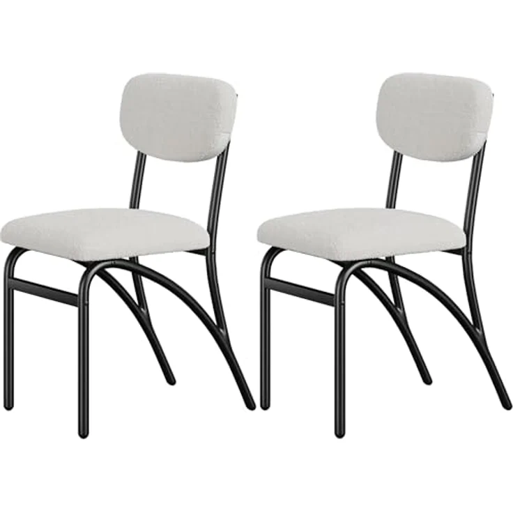 GarveeHome 2er-Set Esszimmerstuhl Aus Fleece, Stuhl Mit Metallgestell, Küchenstuhl Mit Abnehmbarer Und Waschbarer Rückenlehne, Für Esszimmer Und Wohnzimmer, 41 x 39 x 83 cm – Bild 1