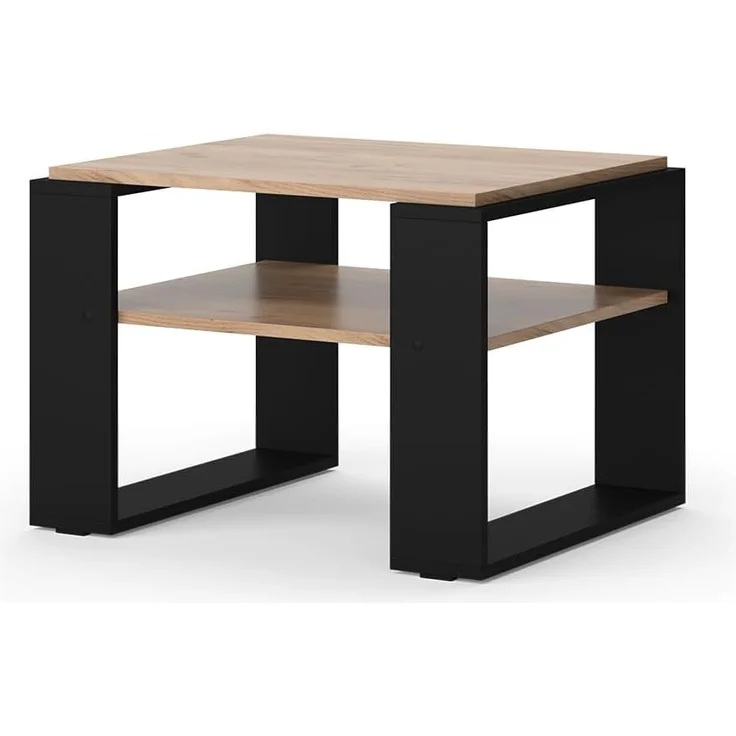 Couchtisch Helm Goldkraft Eiche 65.6 x 55.8 cm mit Ablage Vicco