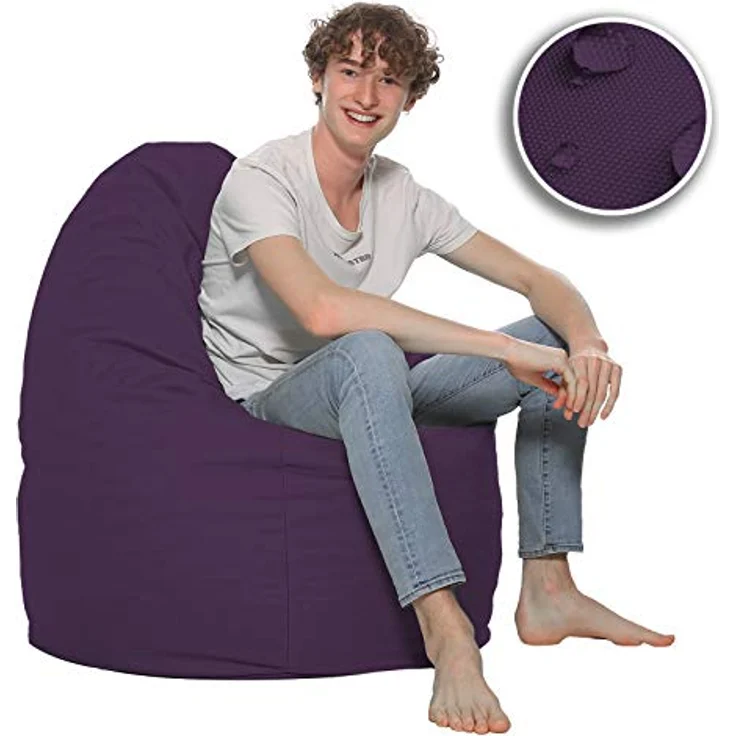 HomeIdeal - Sitzsack XXL Bodenkissen für Erwachsene & Kinder - Geeignet für Gaming oder Entspannen - Indoor wie Outdoor da er Wasserfest ist - mit EPS Perlen, Farbe:Lila, Größe:XXL – Bild 11