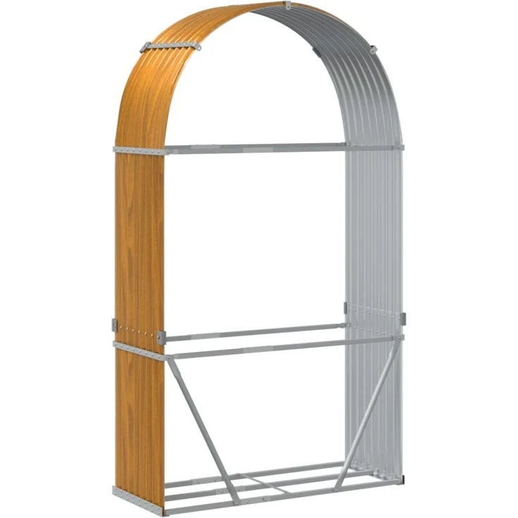 vidaXL Kaminholzunterstand Holzoptik 120x45x210 cm Verzinkter Stahl 364582 – Bild 2