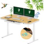 FLEXISPOT Schreibtisch Höhenverstellbarer Schreibtisch MIT Schubladen (mit kabellosem Laden, 4 Memory-Tasten, Schublade & Kabelmanagement), Doppelmotor, 3-stufige Beine, 140x70cm Bambusplatte, einfache Montage