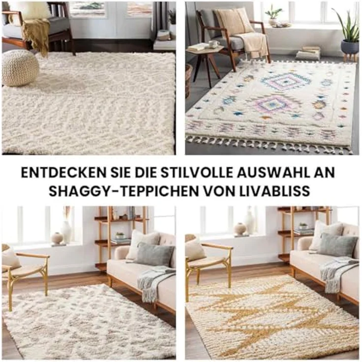 Livabliss Hochflor-Teppich DUBAI, rechteckig, Höhe: 52 mm, Shaggy Hochflorteppich, Flauschiger, Boho Wohnzimmerteppich/Läufer – Bild 8