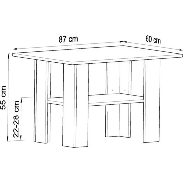 Home Collective Couchtisch mit Ablage Tisch mit matter Oberfläche, Beistelltisch 87 cm breit (Ideal für Schlafzimmer, Wohnzimmer aus laminiertem Holz), Loft Design 1 Ablage für zusätzlichen Stauraum sonoma – Bild 2