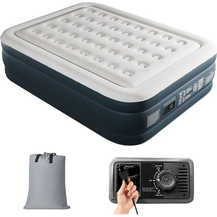LEADZM Luftmatratze mit Integrierter elektrischer Pumpe,Doppelbett,Beflockte Oberfläche, 362kg Tragkraft, Luftbett,für Camping Zuhause 203 x 153 x 45 cm – Bild 3